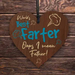 Red Ocean Funny Fathers Day Sign From Daughter Son Wood Heart Novelty Gift For Dad