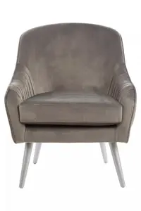 Interiors by Premier Luxurious Grey Velvet Chair, Decent Curve Pleated Armchair, Comfortable Velvet Upholestered Chair