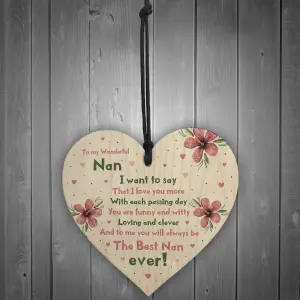 Special Gift For Nan Wooden Heart Nan Birthday Gift Grandparent Plaque Love Sign Keepsake