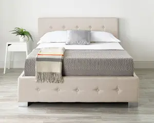 Aspire End Lift Ottoman Storage Bed Single, Beige Linen