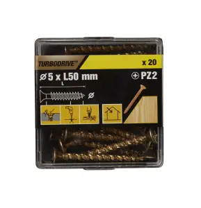 TurboDrive PZ Yellow-passivated Steel Screw (Dia)5mm (L)50mm, Pack of 20