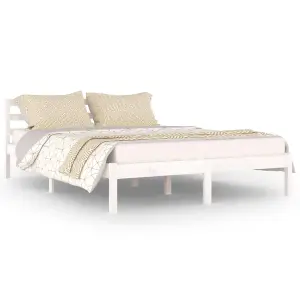 Berkfield Day Bed Solid Wood Pine 140x200 cm Double White