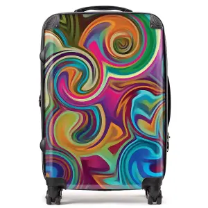 Colourful Wave Pattern Suitcase - Medium