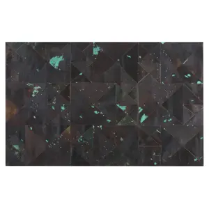 Cowhide Area Rug 140 x 200 cm Brown with Turquoise ATALAN