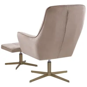 Armchair MOLLE with Footstool Velvet Beige