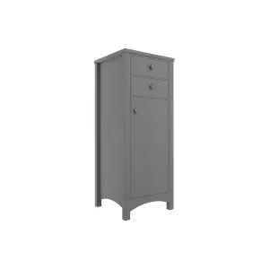 Exbury Tall Grey Ash Woodgrain effect Single Freestanding Bathroom Cabinet with 2 Drawers (H)118cm (W)46.5cm