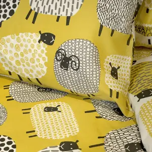 Dotty Sheep 130 TC Reversible Modern & Contemporary Duvet Cover Set Ochre / Single - 1 Standard Pillowcase