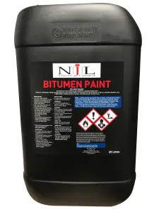 Njl Direct Black Bitumen Paint Concrete, Steel Iron, Weatherproof Waterproof Coating 25L