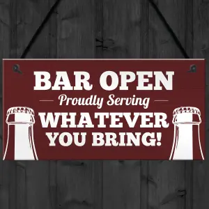 Red Ocean Bar Sign, OPEN Sign, Bar Sign Funny, Man Cave Sign, Shed Sign, Pub Sign, Sign Hanging Plaque