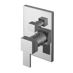 Ripple Contemporary Bathroom Square Concealed Manual Shower Valve with Diverter and Lever Handle, 180mm, Chrome - Balterley