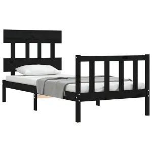 Berkfield Bed Frame with Headboard Black 100x200 cm Solid Wood