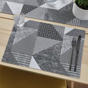 Catherine Lansfield Dining Larsson Geo 30x46 cm Placemat Pair Grey