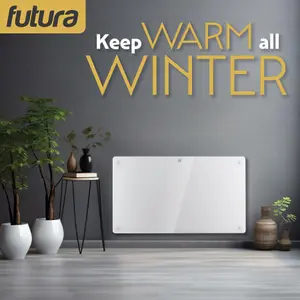 Futura Electric 1500W WIFI Glass Radiator Panel Heater White Wall Mounted or Floor Standing Bathroom Safe Timer and Thermostat