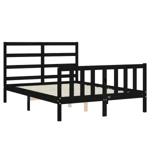 Berkfield Bed Frame with Headboard Black 140x190 cm Solid Wood