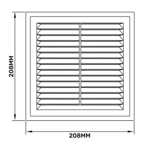 SQUARE air vent with no screws visible cover plate and fly screen,flat back (210mm high x 210mm wide)