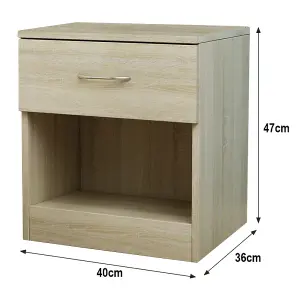 SunDaze Chest of Drawers Bedroom Furniture Bedside Cabinet with Handle 1 Drawer Oak 40x36x47cm