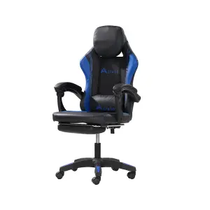 Alivio 360 Swivel Gaming Chair with Footrest Lumbar Support Back Support - Blue & Black