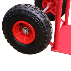 Sack Truck 600lb With Pneumatic Wheels Red Steel Hand Trolley Stacker Truck