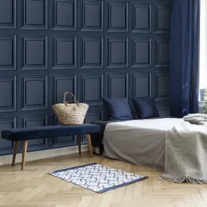 Superfresco Easy Navy Wood effect Panel Smooth Wallpaper