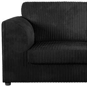 Luxor Jumbo Cord Fabric 3 Seater Sofa - Fullback Black