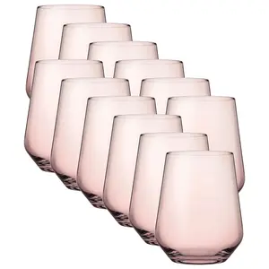 Queensway Home & Dining 425ml 12 Pcs Pink Coloured Tumbler Short Cocktails Juice Glasses