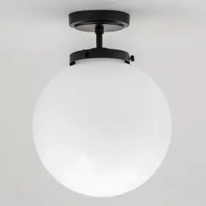 Litecraft Preston Black Globe Bathroom Ceiling Light