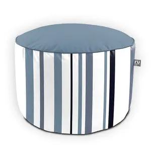 rucomfy Printed Outdoor Ticking Stripe Pouffe Beanbag - Blue