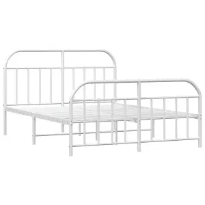 Berkfield Metal Bed Frame with Headboard and Footboard White 135x190 cm