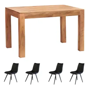 Dakota Mango Wooden 4Ft Medium Sized Dining Table Set With 4 Chairs