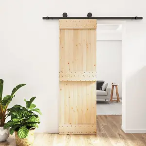 Berkfield Sliding Door with Hardware Set 70x210 cm Solid Wood Pine