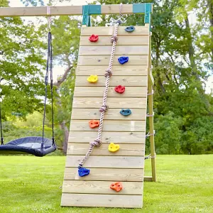 Rebo Wooden Climbing Frame with Swings, Slide, Up & over Climbing wall and Monkey Bars - Carpathian