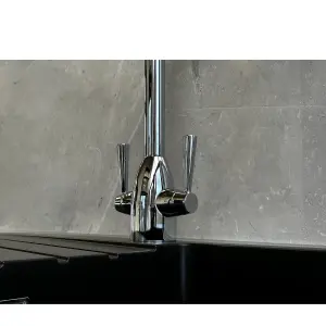 Liquida W05CH Swan Neck Twin Lever Swivel Spout Chrome Kitchen Mixer Tap