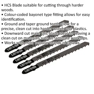 5 PACK - 100mm HARDWOOD Jigsaw Blade - 10 TPI - Ground Taper Precision DOWN Cut