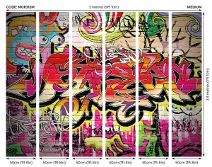 Origin Murals City Graffiti Wall Multi Matt Smooth Paste the Wall Mural 300cm Wide X 240cm High