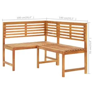 vidaXL Garden Corner Bench 140 cm Solid Acacia Wood