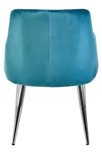 Light Blue Splayed Dining Chair, Versatile Livingroom Chair, Velvet Upholstered Chair, Decorative Chair