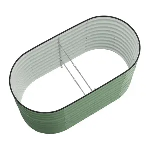 Light Green Oval Garden Two-grid Metal Raised Bed Galvanized Raised Planter Box Outdoor Raised Garden Bed Kit