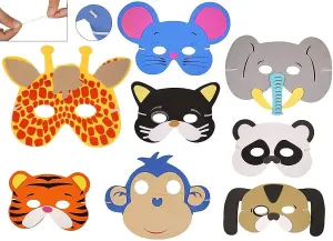 SHATCHI Eva Foam Animal Face Masks For Kids Birthday Party Bag Fillers Masquerade Fancy Dress Accessories Assorted,20pcs