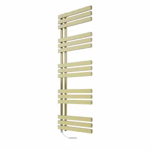 Right Radiators Prefilled Electric Heated Towel Rail D-shape Ladder Warmer Rads - 1600x600mm Brushed Brass