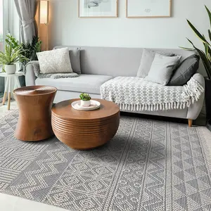 Ivory Kilim Geometric Luxurious Modern Wool Moroccan Wool Hand Made Rug For Dining Room Bedroom & Living Room-120cm X 170cm