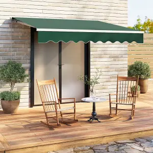 Retractable Awning Canopy Outdoor Garden Sun Shade Manual Shelter for Door Window,Green,3 m x 2.5 m