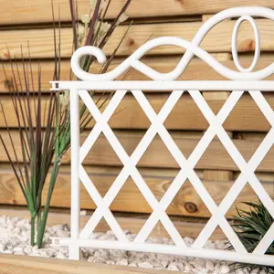 Pack of 3 27cm White Plastic Garden Patio Lawn Border Fence Edging