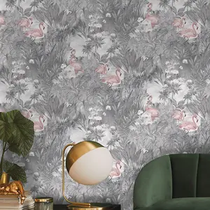 Amazonia Sarasota Grey Pink Wallpaper Holden 91261