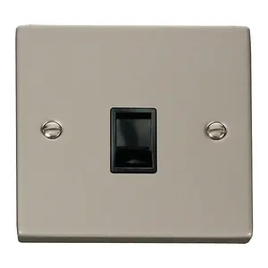 Pearl Nickel Rj11 Socket - Black Trim - SE Home