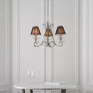 Luminosa Oksana 3 Light Multi Arm Ceiling Pendant Chandelier Polished Nickel, E14