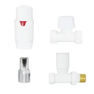 Right Radiators White Straight TRV Thermostatic Radiator Valve and Manual Straight Valve 15mm x 1/2"