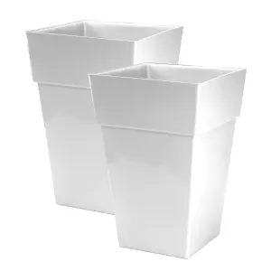 simpa 2PC Moda Milano 28L White Plastic Planters.