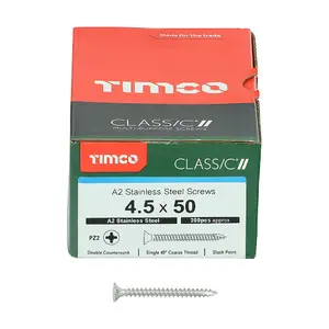 TIMCO Classic Multi-Purpose Countersunk A2 Stainless Steel Woodcrews - 4.5 x 50 (200pcs)