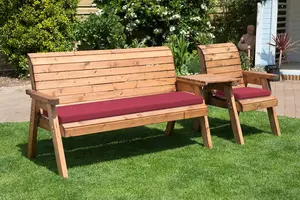 Charles Taylor Wooden Companion Straight Garden 4 Seat Chair Bench Red Cushion