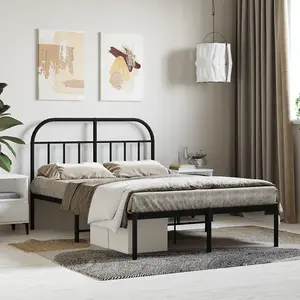 Berkfield Metal Bed Frame with Headboard Black 120x200 cm